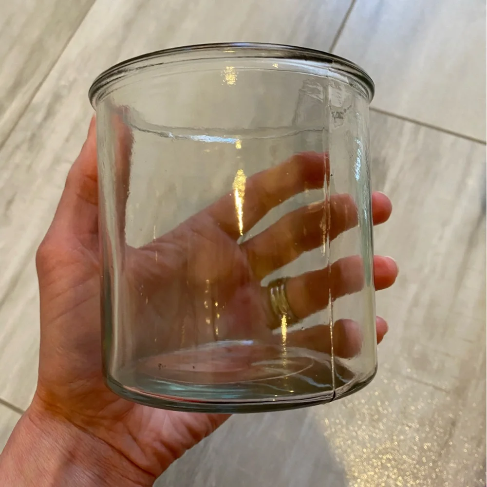 Bundle of Clear Round and Light Green Circular Textured Glass Vases